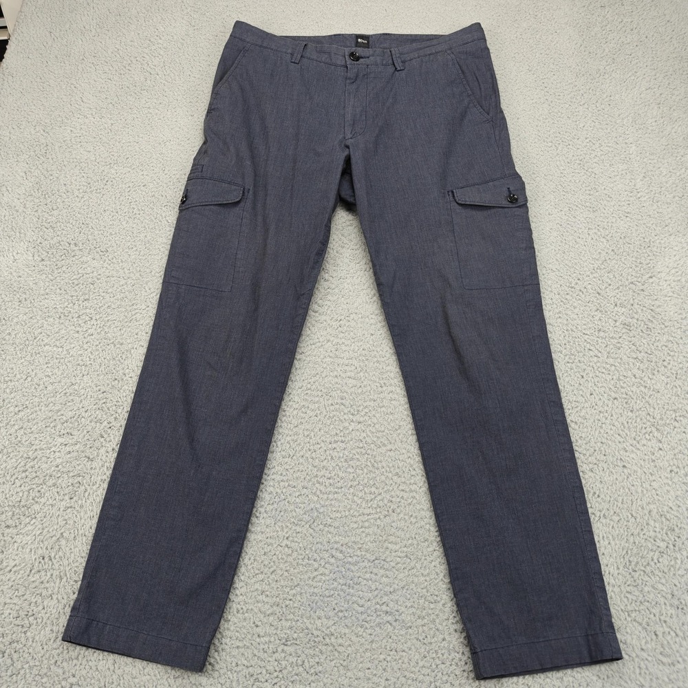 Hugo Boss Pants Mens 32R Blue Cargo Pockets Straight Fit Dressy Chino 48‎ Kailo